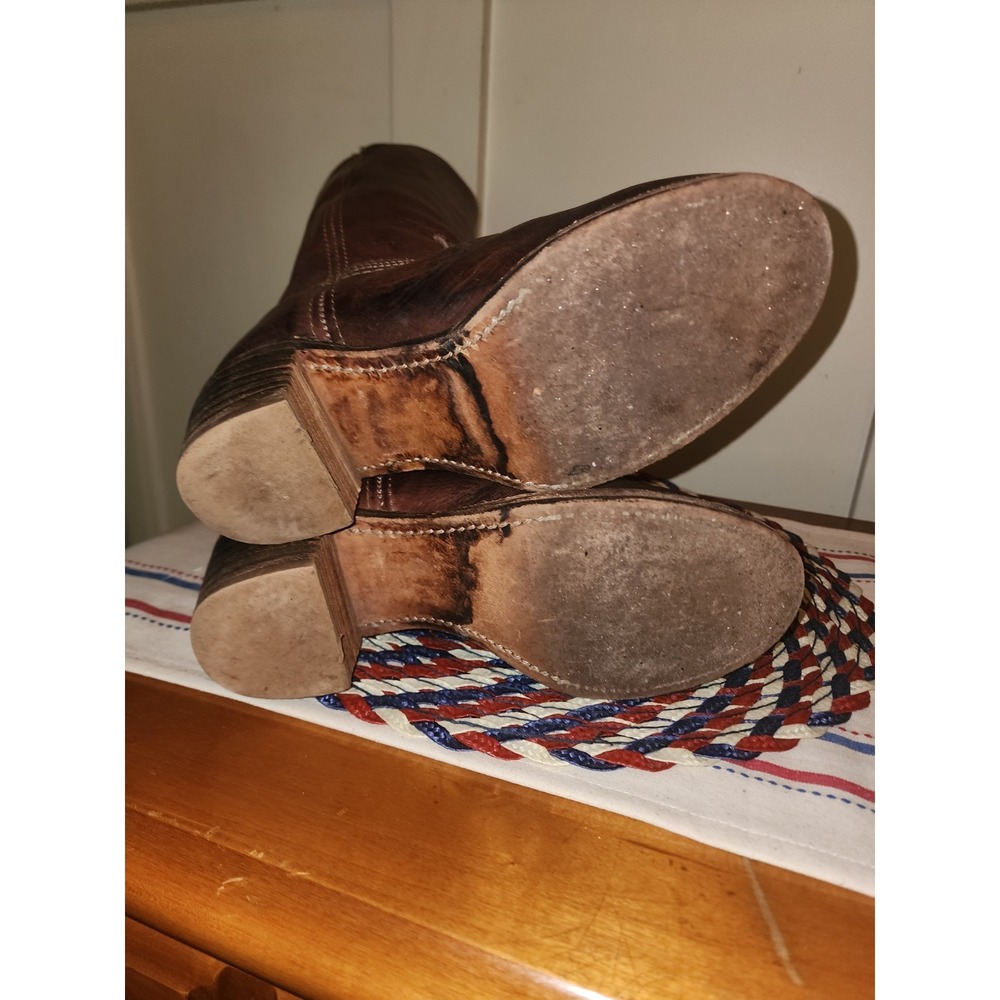 VTG Frye Campus Leather Brown Boots 8M Womens Round Toe Western Made in USA - Picture 11 of 16